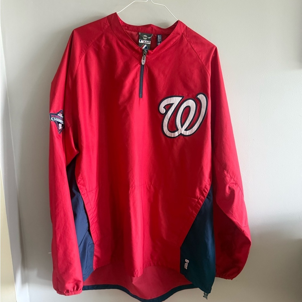 Washington Nationals Majestic Cool Base Pullover Jacket World Series Champions